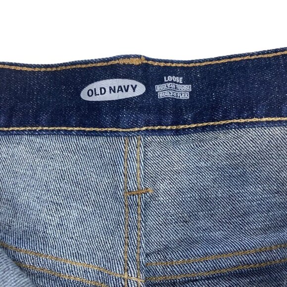 Old Navy 44x30 Loose Fit Blue Jeans Old School Denim Straight Leg Dark Wash NWT - Picture 6 of 11
